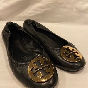 Tory Burch Reva Classic black leather gold 7.5